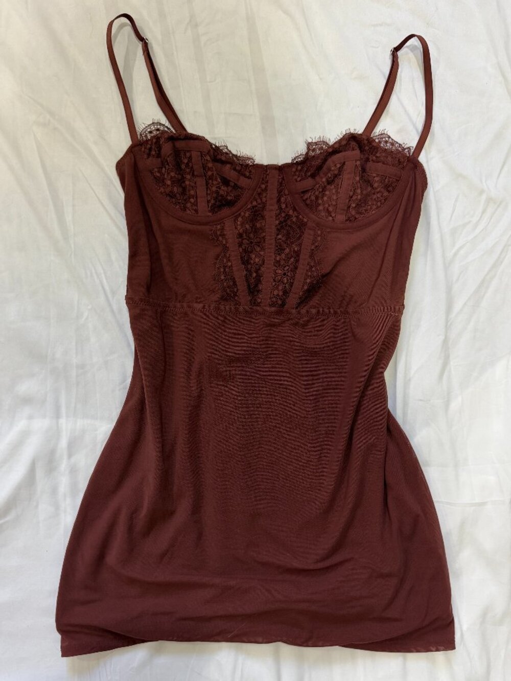 Urban Outfitters Lace Bustier Mini Dress Chocolate Brown Size Small